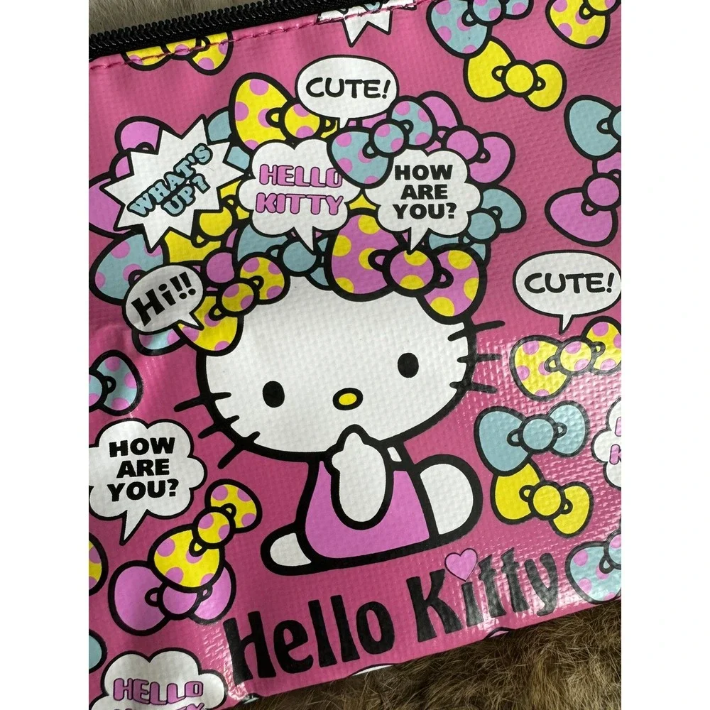 Hello Kitty Flat Pouch Sanrio original Smiles‎ 2013 Pink Graphic 8x6